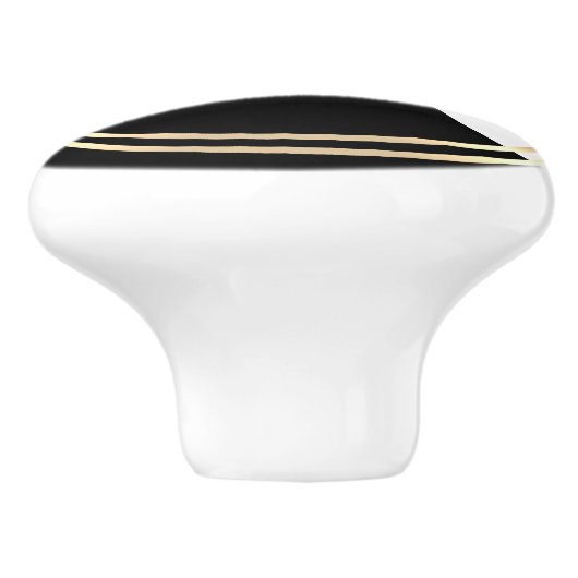 Modernes Schwarz, Weiß und Gold Keramikknauf (Seitenansicht)