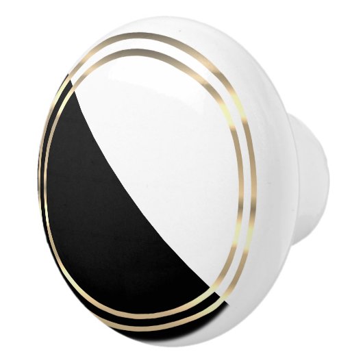 Modernes Schwarz, Weiß und Gold Keramikknauf (Rechts)