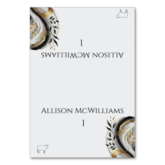 Modernes Schwarz-weiß- und Goldmedaillensymbol Tischnummer (Vorderseite)