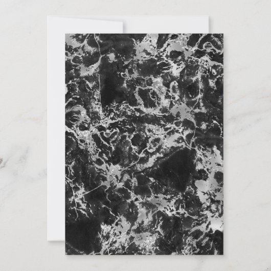 Modernes Schwarz-, Weiß- und Silbermarmor süß 16 Einladung (Rückseite)