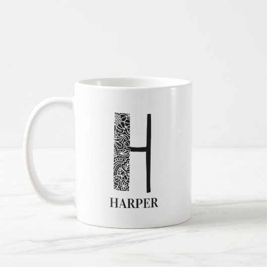 Modernes Schwarz-Weiß-Ursprüngliches Kaffeetasse (Links)