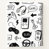 Modernes Schwarz-Weiß-Videospiel-Muster Notizblock (Rückseite)