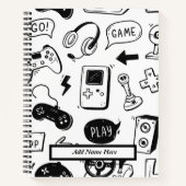 Modernes Schwarz-Weiß-Videospiel-Muster Notizblock (Vorderseite)