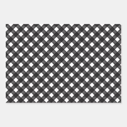 Modernes Schwarz & Weiß Weihnachten Kariert & Rent Geschenkpapier Set (Vorderseite 3)