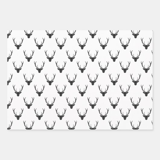 Modernes Schwarz & Weiß Weihnachten Kariert & Rent Geschenkpapier Set (Vorderseite 2)