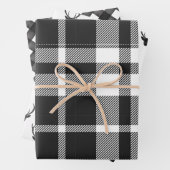 Modernes Schwarz & Weiß Weihnachten Kariert & Rent Geschenkpapier Set (Beispiel)