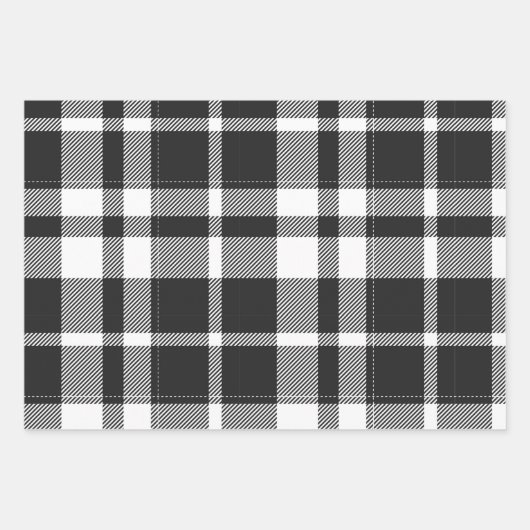 Modernes Schwarz & Weiß Weihnachten Kariert & Rent Geschenkpapier Set (Vorderseite)