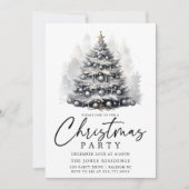 Modernes Schwarz-Weiß-Weihnachtsbaum-Party Einladung (Vorderseite)