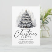 Modernes Schwarz-Weiß-Weihnachtsbaum-Party Einladung (Stehend Vorderseite)