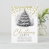 Modernes Schwarz-Weiß-Weihnachtsbaum-Party Einladung (Stehend Vorderseite)