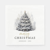 Modernes Schwarz-Weiß-Weihnachtsbaum-Party Serviette (Vorderseite)