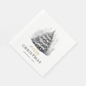 Modernes Schwarz-Weiß-Weihnachtsbaum-Party Serviette (Ecke)
