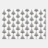 Modernes Schwarz-Weiß-Weihnachtsbaumgeschenk Geschenkpapier Set (Vorderseite 3)