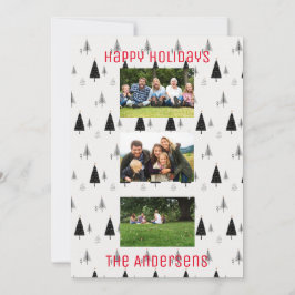 Modernes Schwarz-Weiß-Weihnachtsbaummuster Feiertagskarte