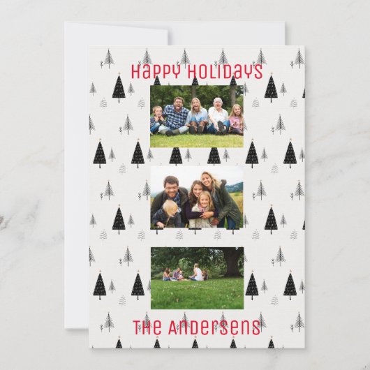 Modernes Schwarz-Weiß-Weihnachtsbaummuster Feiertagskarte (Vorderseite)