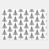 Modernes Schwarz-Weiß-Weihnachtsbaummuster Geschenkpapier Set (Vorderseite 2)