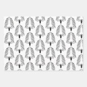 Modernes Schwarz-Weiß-Weihnachtsbaummuster Geschenkpapier Set (Vorderseite)