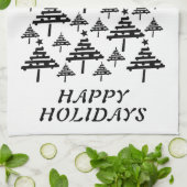 Modernes Schwarz-Weiß-Weihnachtsbaummuster Geschirrtuch (Gefaltet)