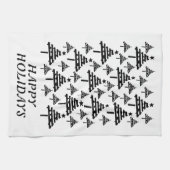 Modernes Schwarz-Weiß-Weihnachtsbaummuster Geschirrtuch (Horizontal)
