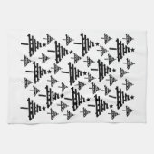 Modernes Schwarz-Weiß-Weihnachtsbaummuster Geschirrtuch (Horizontal)