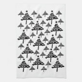 Modernes Schwarz-Weiß-Weihnachtsbaummuster Geschirrtuch (Vertikal)