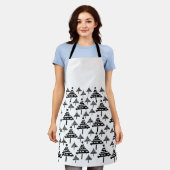 Modernes Schwarz-Weiß-Weihnachtsbaummuster Schürze (Getragen)