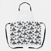 Modernes Schwarz-Weiß-Weihnachtsbaummuster Schürze (Vorderseite)