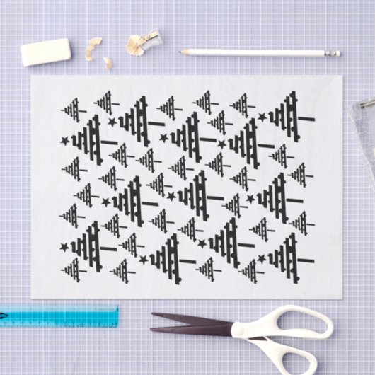 Modernes Schwarz-Weiß-Weihnachtsbaummuster Seidenpapier (Handwerk)