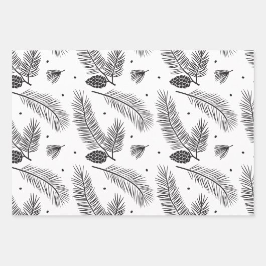 Modernes Schwarz & Weiß Weihnachtsgebäck Geschenkpapier Set (Vorderseite 3)