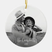 Modernes Schwarz-Weiß-Weihnachtsgeschenk-Foto Keramik Ornament (Vorne)