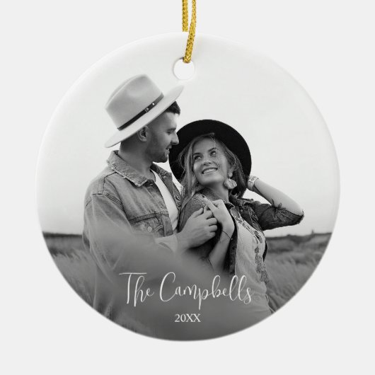 Modernes Schwarz-Weiß-Weihnachtsgeschenk-Foto Keramik Ornament (Vorne)