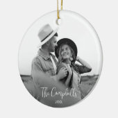 Modernes Schwarz-Weiß-Weihnachtsgeschenk-Foto Keramik Ornament (Links)