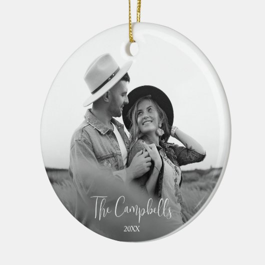 Modernes Schwarz-Weiß-Weihnachtsgeschenk-Foto Keramik Ornament (Links)