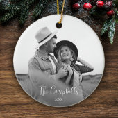 Modernes Schwarz-Weiß-Weihnachtsgeschenk-Foto Keramik Ornament
