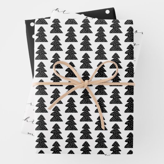 Modernes Schwarz-Weiß-Weihnachtsgeschenkpapier Geschenkpapier Set (Beispiel)