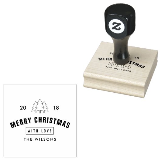 Modernes Schwarz-Weiß-Weihnachtslogo-Geschenk Gummistempel (Stempel)