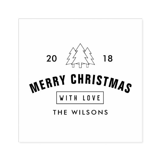 Modernes Schwarz-Weiß-Weihnachtslogo-Geschenk Gummistempel (Prägung)