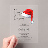 Modernes Schwarz-Weiß-Weihnachtsmannmütze Weihnach Acryleinladungen (Insitu (Handheld))