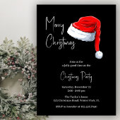 Modernes Schwarz-Weiß-Weihnachtsmannmütze Weihnach Einladung