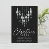 Modernes Schwarz-Weiß-Weihnachtsschmuck-Party Einladung (Stehend Vorderseite)