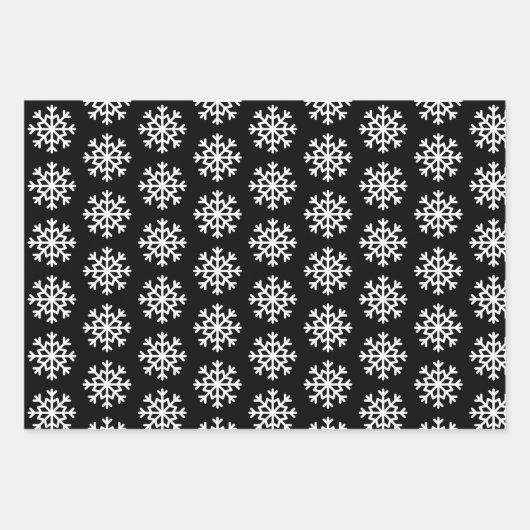 Modernes Schwarz & Weiß Weihnachtsschneeflocken He Geschenkpapier Set (Vorderseite 3)