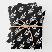 Modernes Schwarz & Weiß Weihnachtsschneeflocken He Geschenkpapier Set (Beispiel)