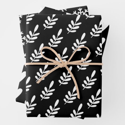 Modernes Schwarz & Weiß Weihnachtsschneeflocken He Geschenkpapier Set (Beispiel)