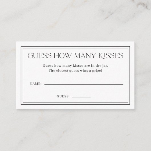Modernes Schwarz-weiß, wie viele Kisses Brautparty Begleitkarte (Vorderseite)
