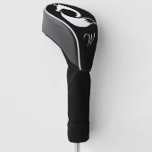 Modernes Schwarz-Weiß-Wildfox-Monogramm Golf Headcover (angewinkelt)