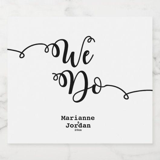 Modernes, Schwarz & Weiß "Wir tun" Bierflaschenetikett (Einzelnes Label)