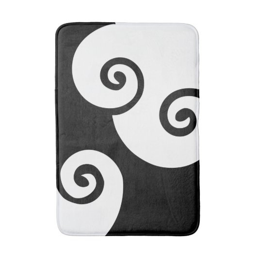 Modernes Schwarz-Weiß-Wirbel-Muster Badematte (Vorderseite Vertikal)