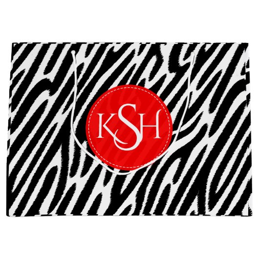 Modernes Schwarz-Weiß-Zebra-Muster Print Große Geschenktüte (Vorderseite)