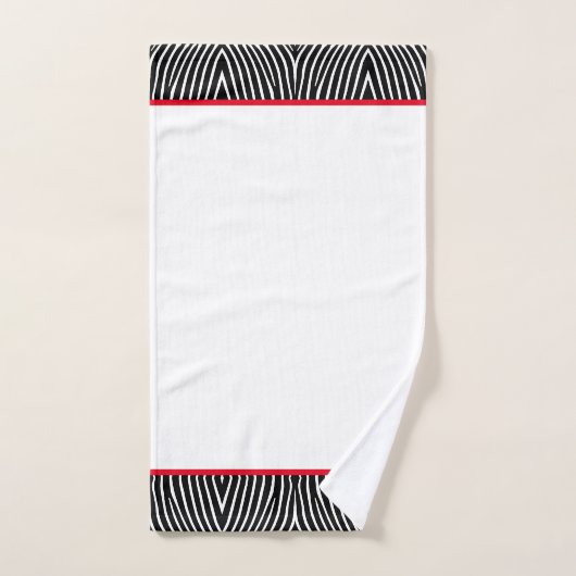 Modernes Schwarz/Weiß Zebramuster mit rotem Streif Badhandtuch Set (Handtuch)