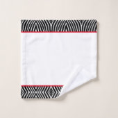 Modernes Schwarz/Weiß Zebramuster mit rotem Streif Badhandtuch Set (Waschlappen)